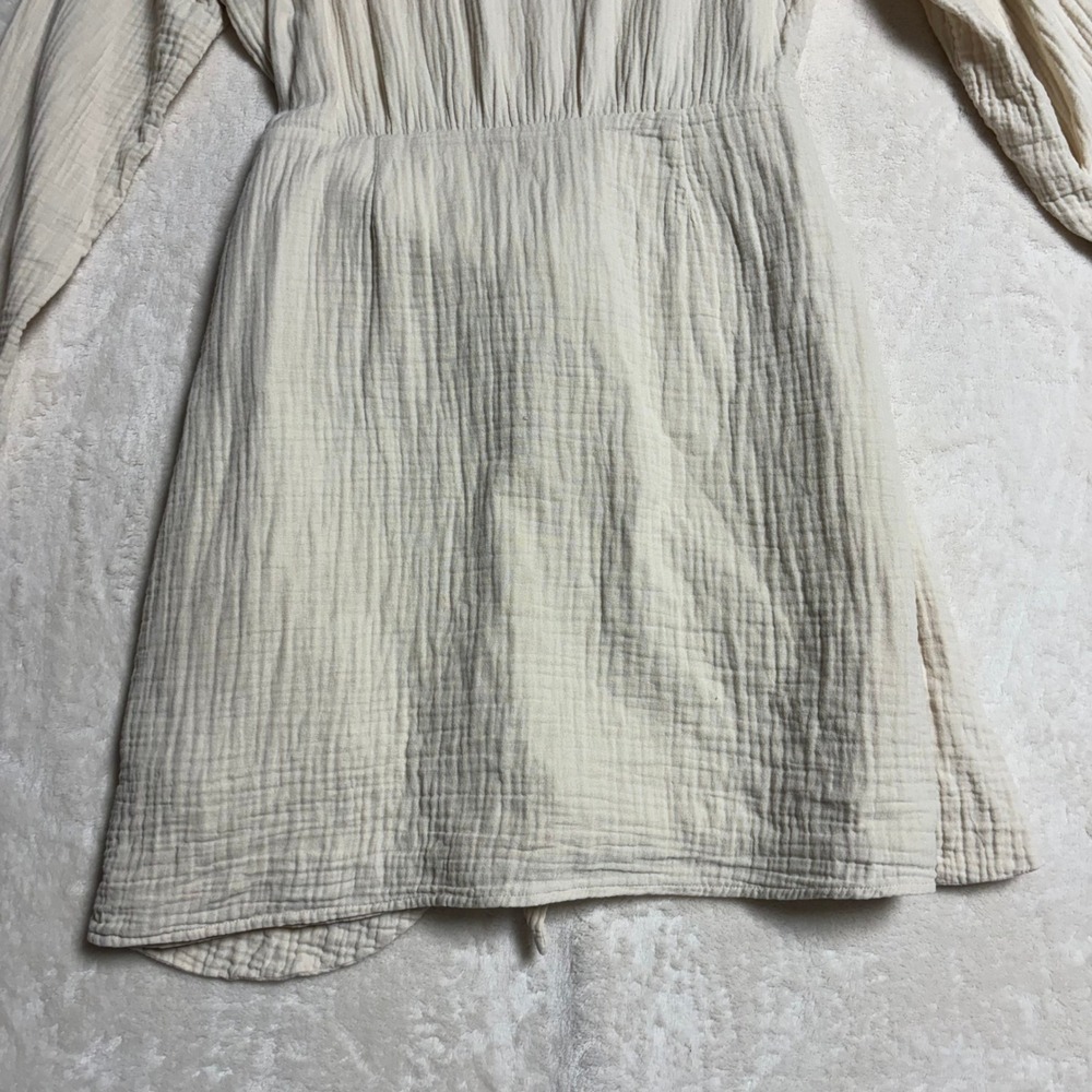Rails Womens Nadia Tie Dress Size Medium Flax Cotton Gauze Long Sleeve Buttons - Picture 11 of 14